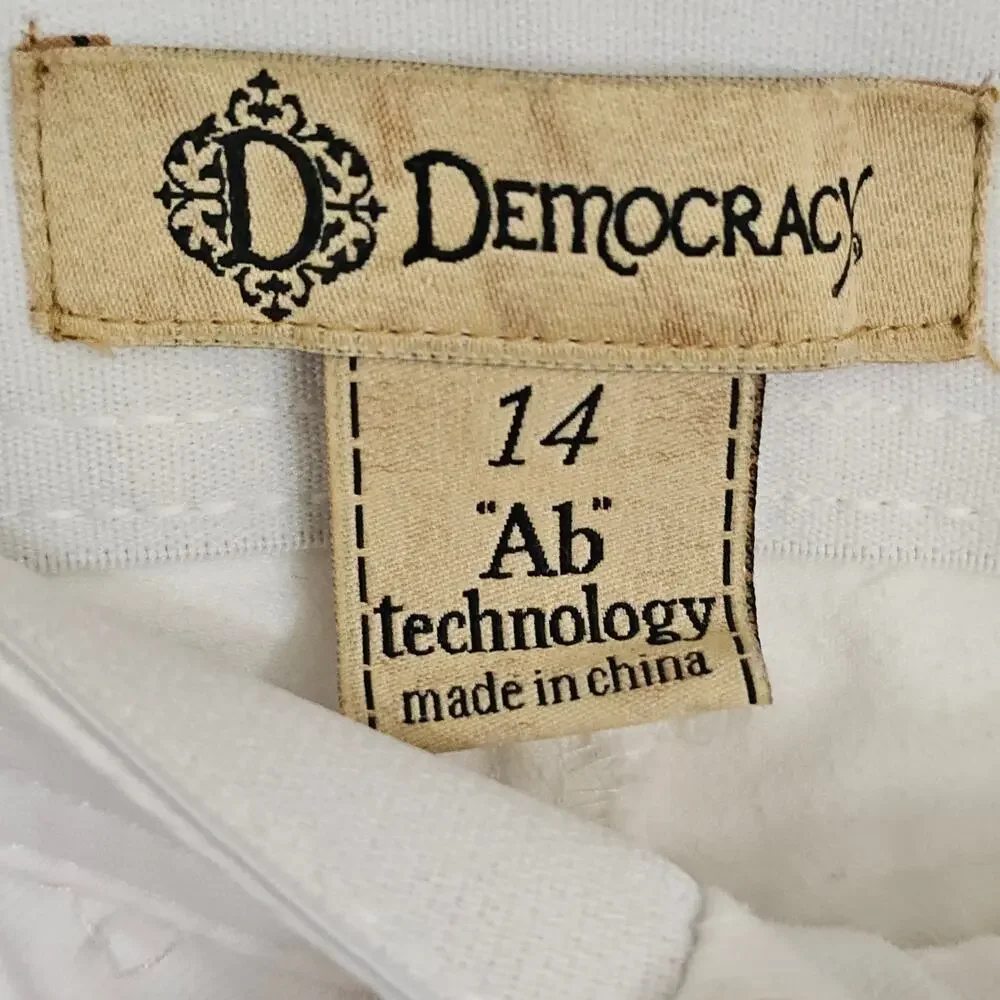 Democracy Women's White "Ab"technology Denim‎ Jeans 14 Summer Stretch Slimming - Picture 2 of 6